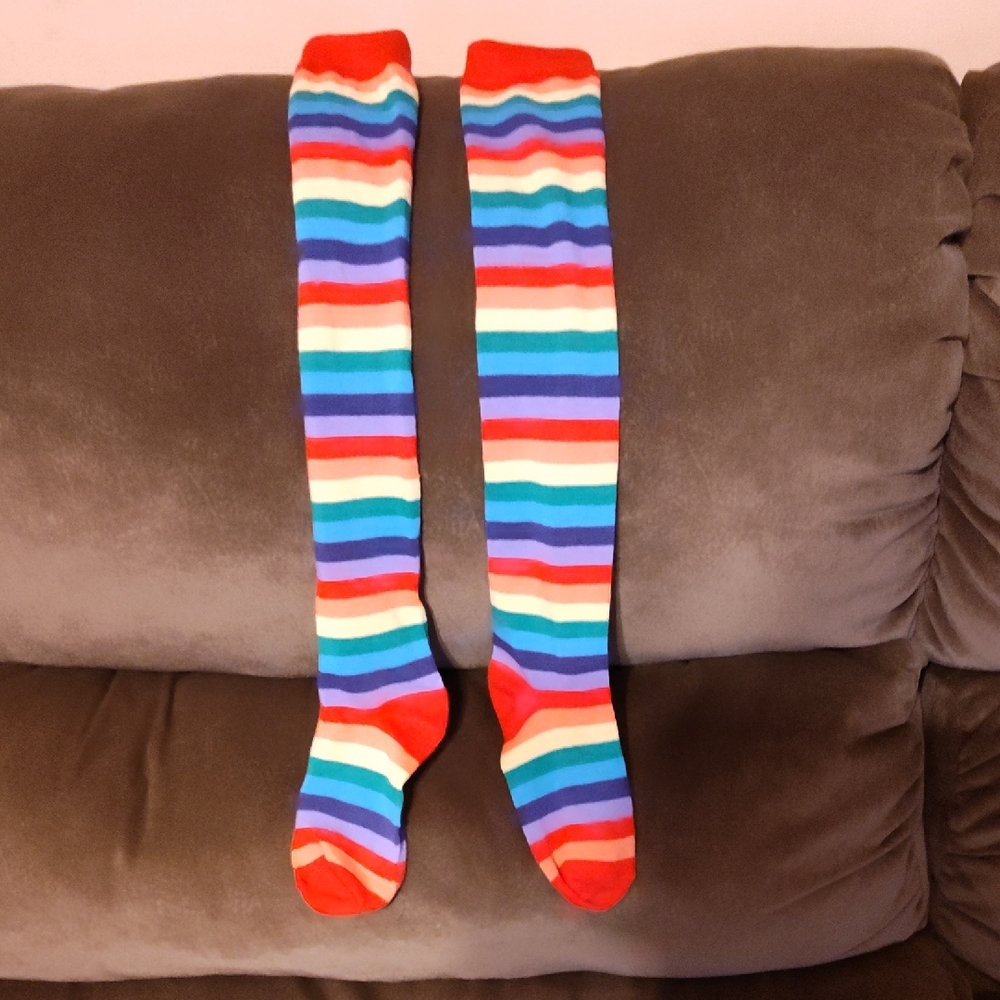 Colorful Striped Knee-High Socks